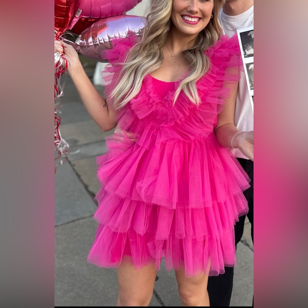 Pink tulle mini dress